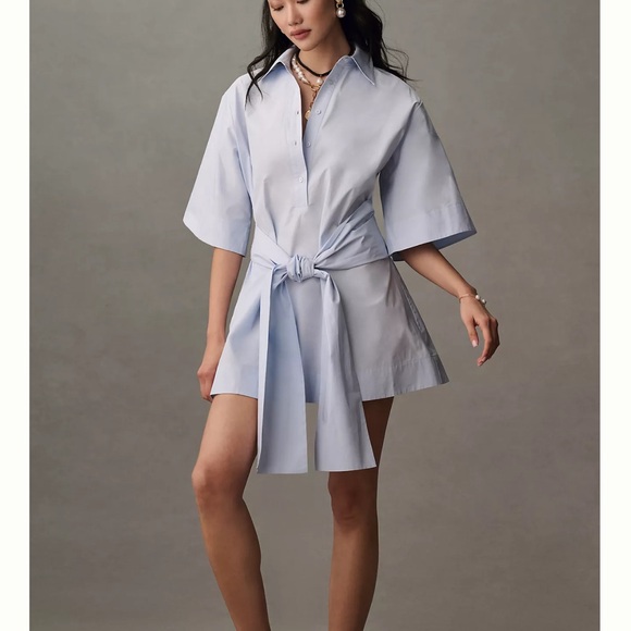 **ISO** Anthropologie Mare Mare Short-Sleeve Wrap Mini Shirt Dress - Picture 1 of 2